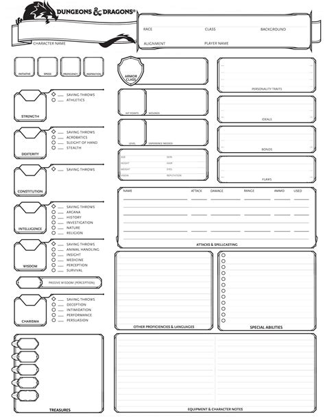 Dungeons And Dragons E Printable Character Sheet