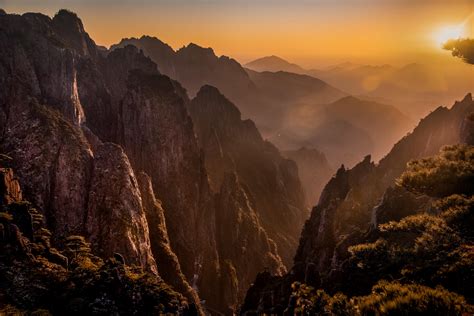 My Own Take On Yellow Mountain In Huangshan China 7339 X 4898 Oc