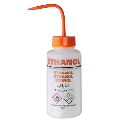 Bottle Wash 500 Ml Ldpe Orange Cap Ethanol Imprint Dispolab