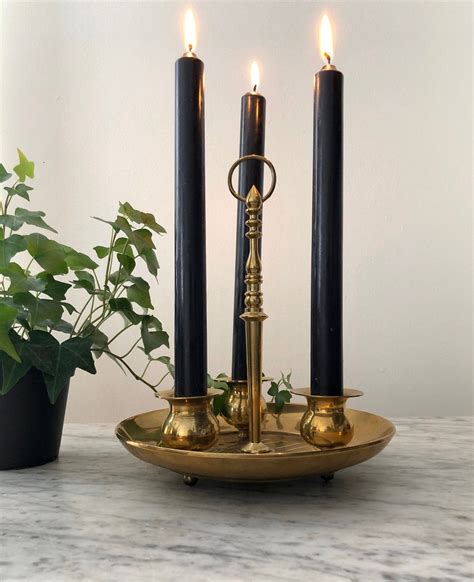 These candle holder brass are also available in customized variations to sync with your personal needs. Vintage Brass Candlestick Holder // Three Taper ...