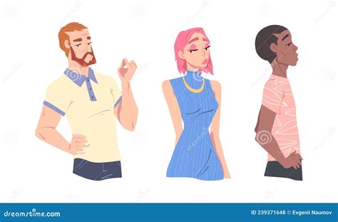 Man And Woman With Arrogant Face Expression Proud Looking Vector Set Stock Vector Illustration