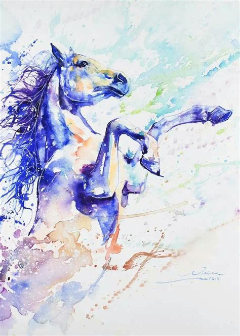 Pin By Jing On Water Color Portraits Watercolor Horse Painting