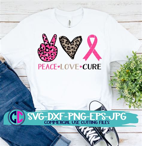 Breast Cancer Svg Peace Love Cure Svg Peace Love Svgstrong Svg