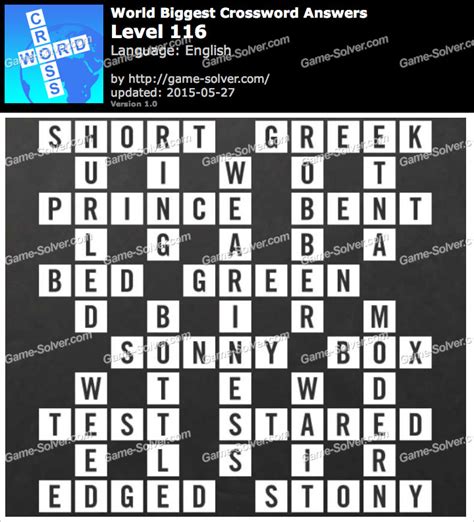 Worlds Biggest Crossword Level 116 Game Solver