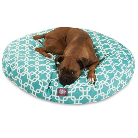 Majestic Pet Links Round Dog Bed Treated Polyester Removable Cover Teal