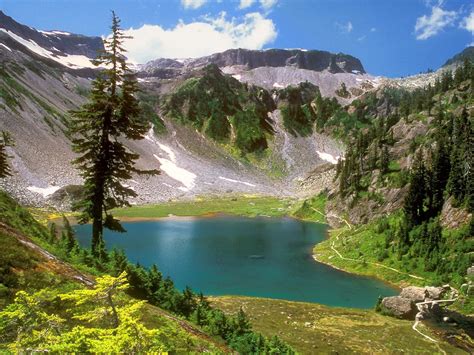 Mountain Landscape With Trees And A Lake Wallpapers And