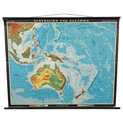 Vintage Rollable Map Mediterranean Countries Wall Chart Mural Poster