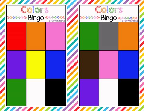 Free Printable Color Bingo Cards