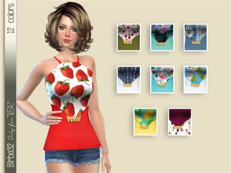 The Sims Resource Summer Fruit And Flowers Shirt By Birba32 • Sims 4