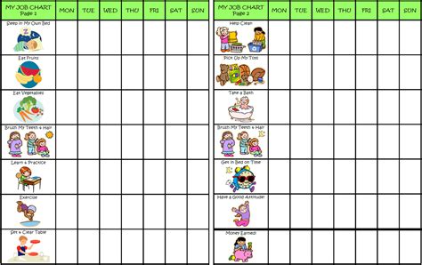Job Chart I Made My Daughter Super Easy To Make In Ms Word Along With
