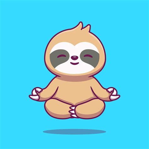 Cute Sloth Yoga Cartoon Vector Icon Illustration Animal Healthy Icon