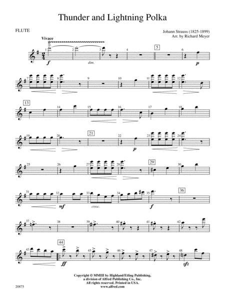 Thunder And Lightning Polka Flute By Johann Strauss Digital Sheet