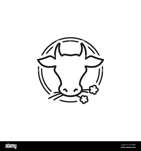 Icono De Línea De Cabeza De Vaca Animal De Granja Símbolo De Carne De
