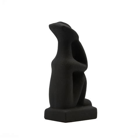 cycladic thinker figure statue abstract minimalist cycladic art sculpture museum replica black