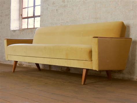 Mid Century Retro 3 Seater Club Sofa Daybed Chaise Bed Couch Vintage