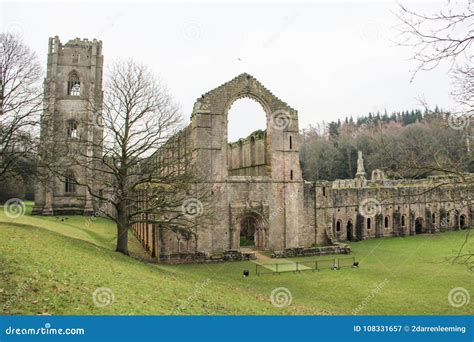 Ruin Of Fountains Abbey Winter 2018 Stock Image Image Of Historic