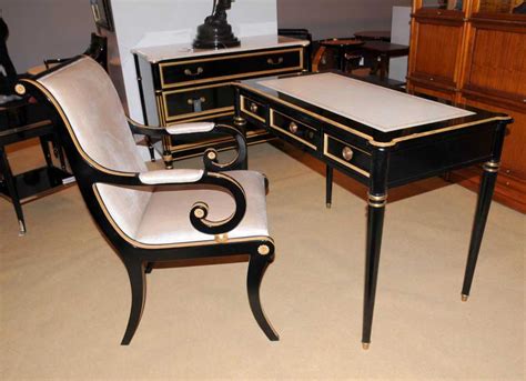 Target/furniture/desk and chair sets (1672)‎. Regency Black Lacquer Writing Desk Chair Set