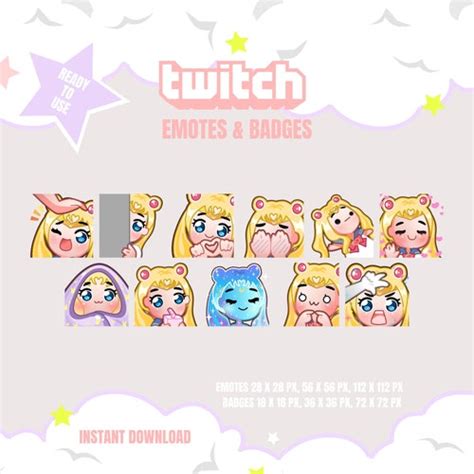 Chibiusa Sailor Moon Emotes For Twitch Discord Love Set Etsy
