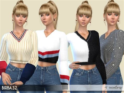 The Sims Resource Wool V Neck Sweater By Birba32 • Sims 4 Downloads