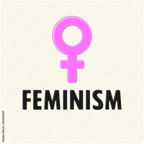 The Venus Symbol Text FEMINISM Isolated Pink Icon And Black