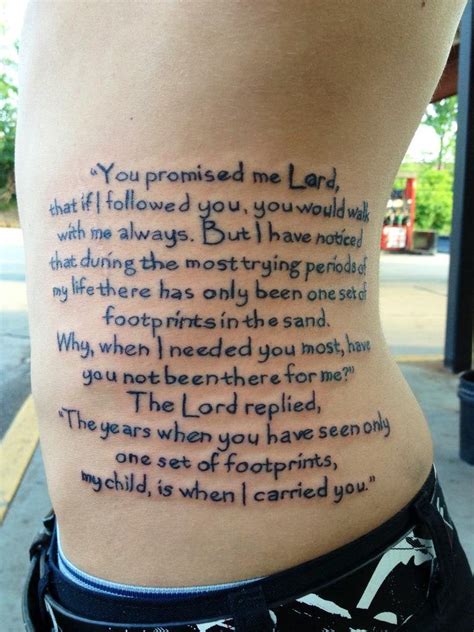 I'm always there when your heart is filled with sorrow and despair and i'll carry you when you need a friend. Footprints in the sand by Mike at Low Card Tattoo ...