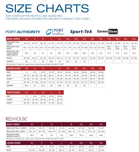 Port Authority Sizing Chart Crt Apparel