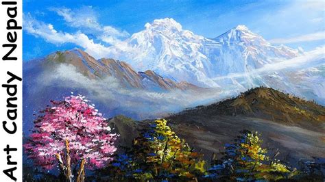 Easy Canvas Painting Easy Paintings Tree Painting Mountain Paintings