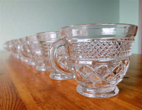 Vintage Glass Crystal Tea Cup Set Set Of 10 Tea Cups