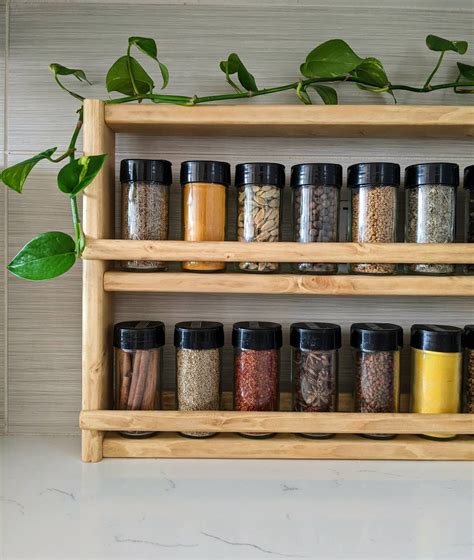 Countertop Spice Rack Wooden Shelf Kitchen Organization Etsy