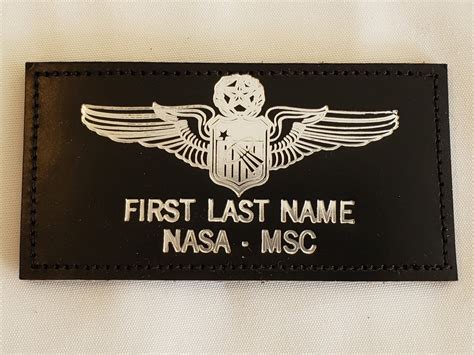 Leather Silver Usaf Command Pilot Astronaut Name Tag And Wings Custom