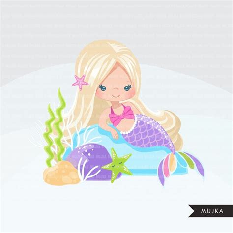 Mermaid Clipart Pastel Rainbow Mermaid Graphics Card Making Etsy