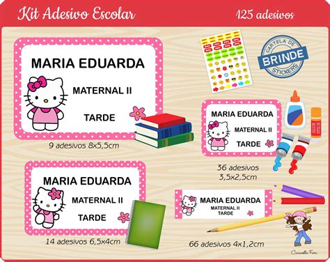 Kit Etiqueta Escolar Hello Kitty No Elo7 Caramella Fiori 1126d9b