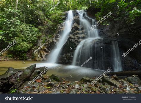 Beautiful Nature Amazing Cascading Tropical Waterfall Stock Photo