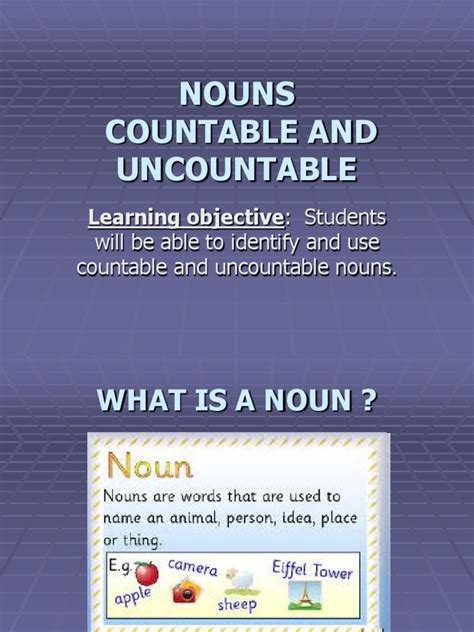 Countable And Uncountable Nouns Presentationppt Noun Grammatical