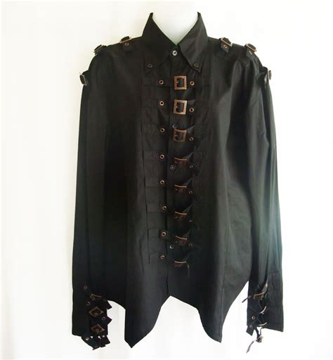 Gms 40 Mens Steampunk Gothic Shirt With Buckle Front And Back Lacing