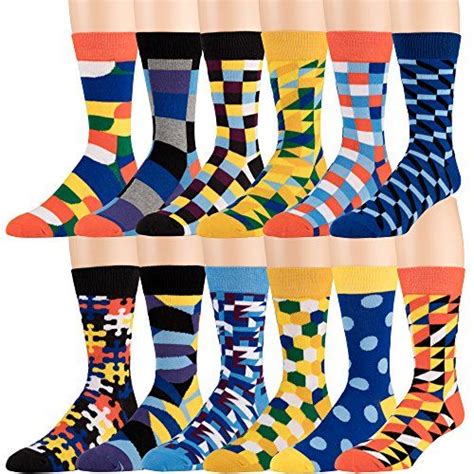 men s dress and casual socks fun patterns and colors breathable crew cotton blend by zeke