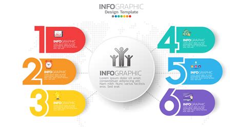 Infograph 6 Step Color Element With Circle Graphic Chart Diagram