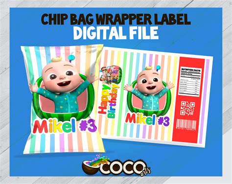 Cocomelon Chip Bag Digital File In 2021 Chip Bags Cocomelon Images