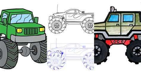 25 Easy Monster Truck Drawing Ideas How To Draw