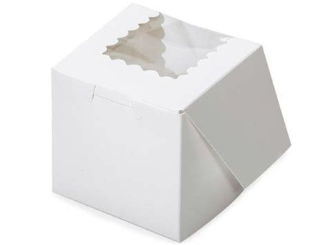 Bakery Boxes 4x4x4 White Window Bakery Boxes 1 Piece Lock Corner