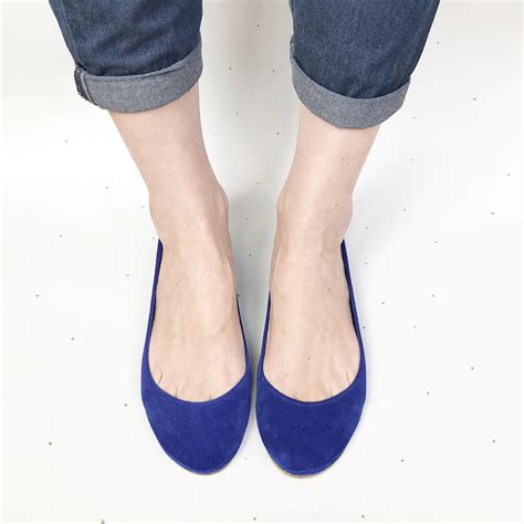 Round Ballet Flats In Royal Blue Soft Leather — Ele Handmade Shoes