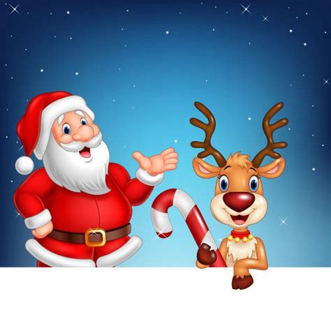 Cartoon Santa Claus And Reindeer Santa Claus Reindeer Santa And His