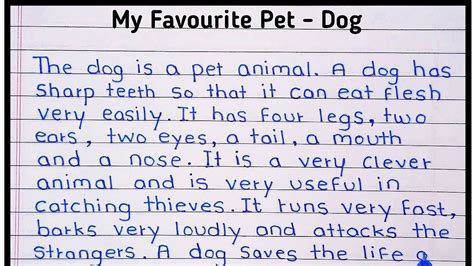 Essay On My Favourite Pet Dog Essay On Dog Beautiful Handwriting