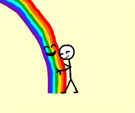 Stickman Hugging A Rainbow Drawception