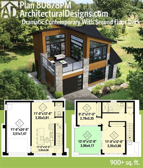Plan 80878pm Contemporary House Plan With Second Floor Deck 910 Sq