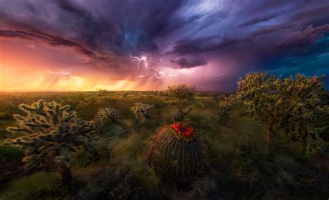 Download Nature Lightning Storm Cloud Sky Desert Hd Wallpaper