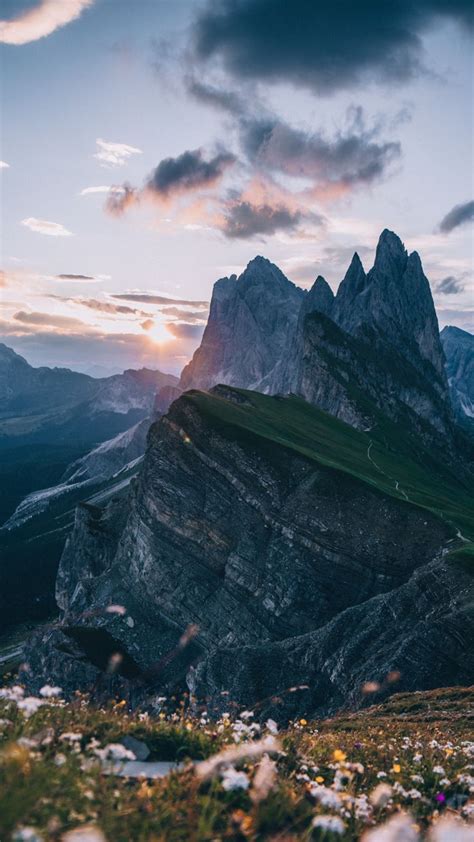 Dolomites Mountains Sunset 1080x1920 Wallpaper Aesthetic