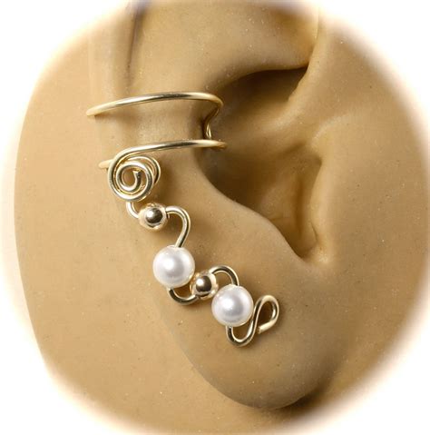 Pearl Ear Cuff Bridal Pearl Ear Cuff 14 Kt Gold Filled And