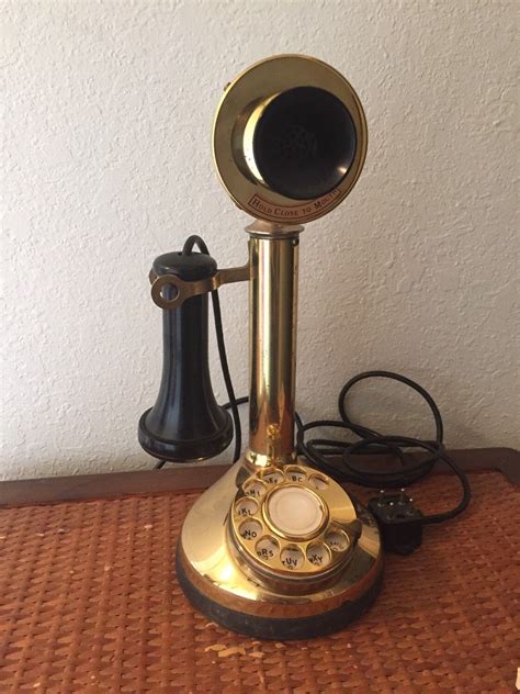 Candlestick Rotary Dial Telephone Brass Finish Fold A Fone Made In 1978