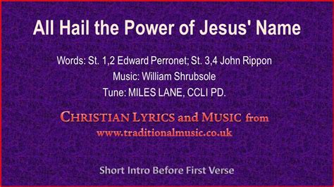 all hail the power of jesus name miles lane hymn lyrics and music youtube
